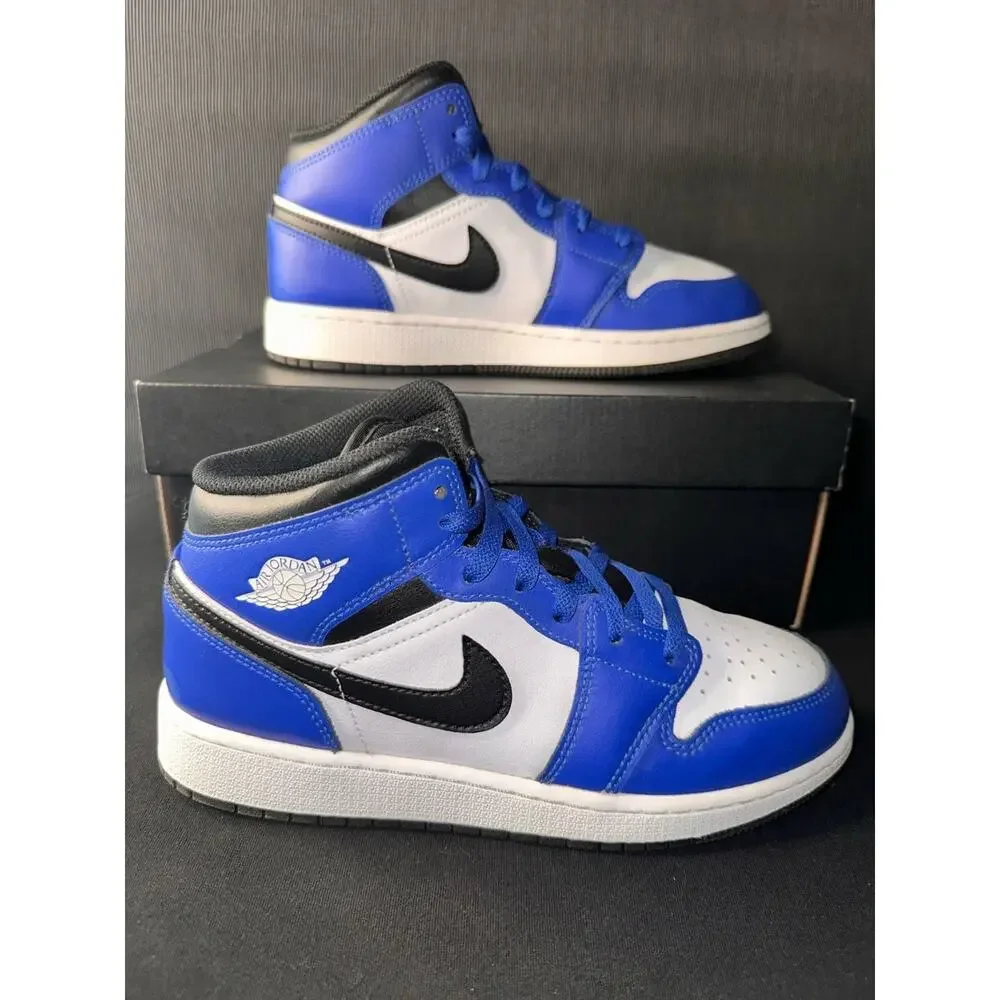 No.10 Nike Air Jordan 1 Mid GS 'Game Royal' Sneakers - DQ8423-402